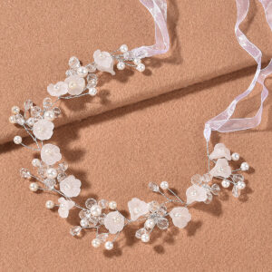 Majestic Pearl Crystal Bridal Hair Comb Silver Floral Leaf Wedding Headpiece Hair Accessory for Bride