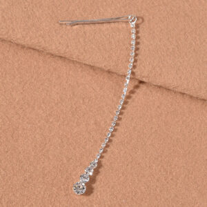 Sparkling Crystal Chain Hair Clip Long Drop Rhinestone Hairpin Brides Side Hair Decor