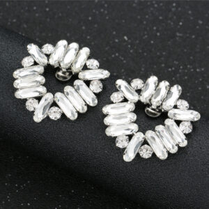 Silver Marquise Rhinestone Clip‑on Earrings Sparkly Bridal Wedding Jewelry for Women Formal Evening Party Occasions