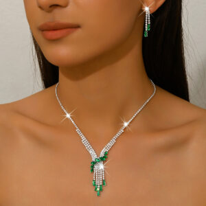 Teardrop Rhinestone V Y Drop Necklace Drop Earring For Wedding Prom Evening Formal Wear Gift