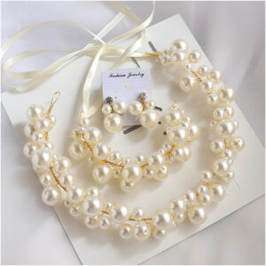 Luxury Pearl Bridal Jewelry Set Necklace And Earrings For Wedding Party Bride Accessories