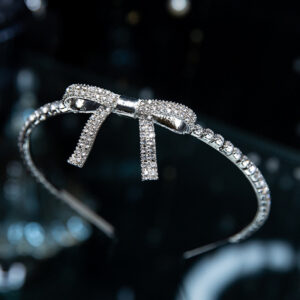 Sparkling Rhinestone Bow Silver Headband Women Wedding Party Bridal Hair Accessory