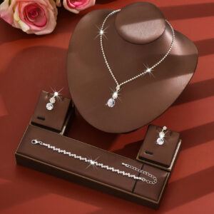 Teardrop Rhinestone Jewelry Set Necklace Earring Bracelet for Women Wedding Prom Formal Special Party Occasions
