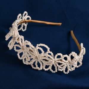 Handmade White Beaded Floral Bridal Headband Wedding Party Women Hair Accessory