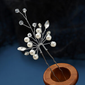 Handmade Silver Pearl Crystal U‑Shaped Hair Pin For Bridal Wedding Hairstyle Ornament Gift