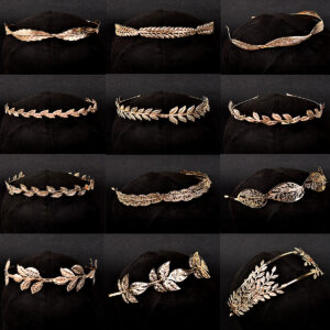 Vintage Gold Leaf Bridal Headband Greek Roman Style Wedding Hair Crown For Brides And Goddess Cosplay