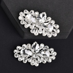 Pair Silver Crystal Rhinestone Shoe Clips Sparkling Flower Shoe Ornaments for Wedding Bridal Party Shoes
