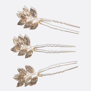 Golden Carved Leaf U Hair Pin Elegant Bridal Wedding Hairstyle Accessory for Women and Girls