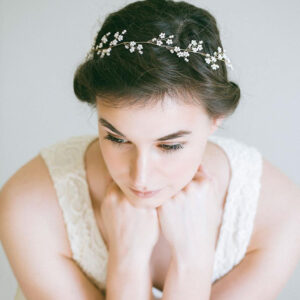 Delicate Beaded Floral Vine Bridal Headband Elegant Wedding Hair Accessory for Ladies and Women Brides