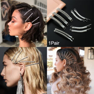 Silver Rhinestone Bobby Pin Hair Clips Wedding Accessory for Women Brides and Ladies