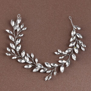 Silver Marquise Crystal Leaf Bridal Hair Vine Wedding Accessory for Women Brides and Ladies