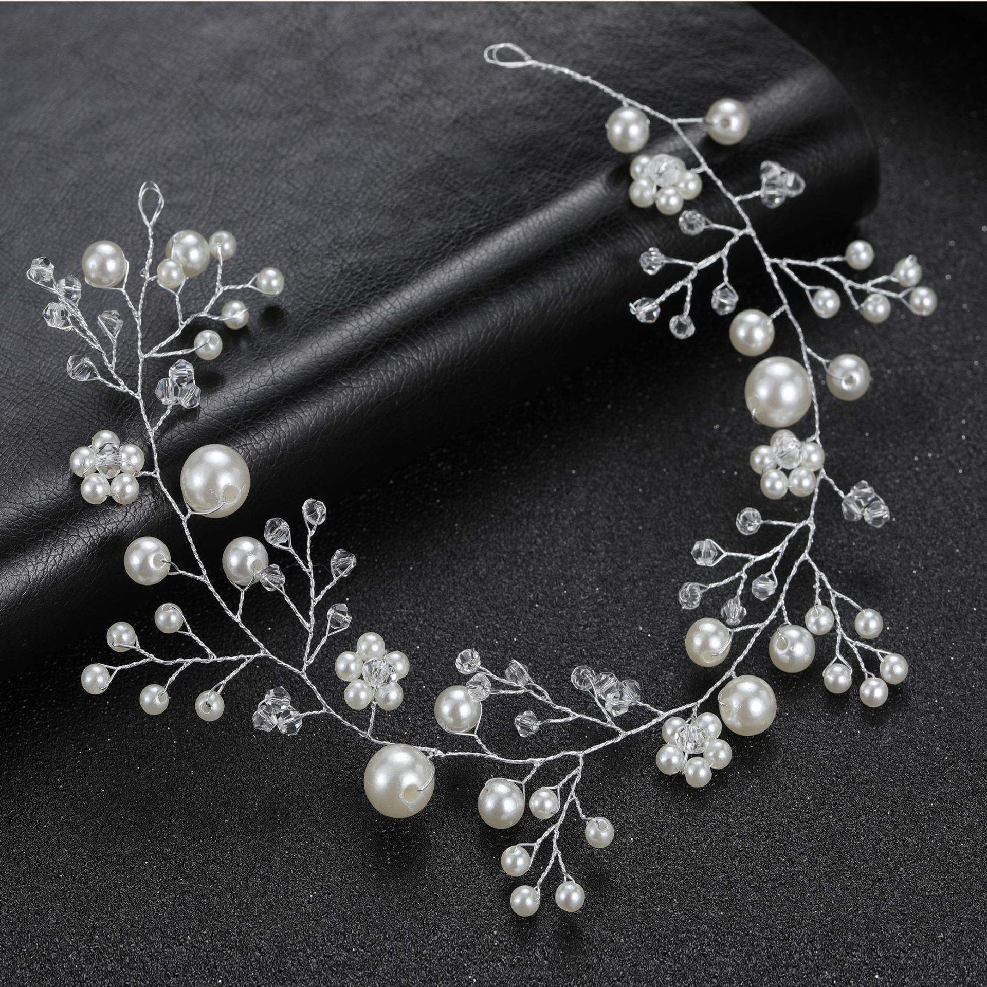 Silver Wire Pearl Crystal Bridal Hair Vine Wedding Accessory for Women Brides and Ladies