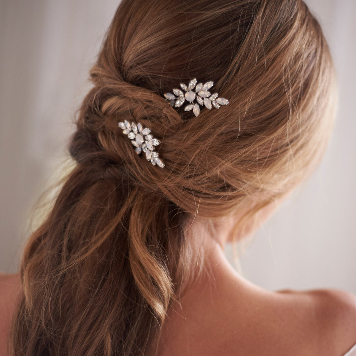 Crystal Leaf Hair Clips Bridal Wedding Rhinestone Hair Accessories for Women Styling
