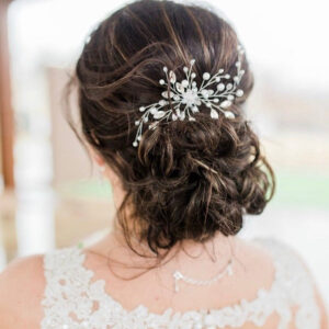 Silver Wire Pearl Crystal Branch Hair Comb Bridal Wedding Hair Accessory for Women