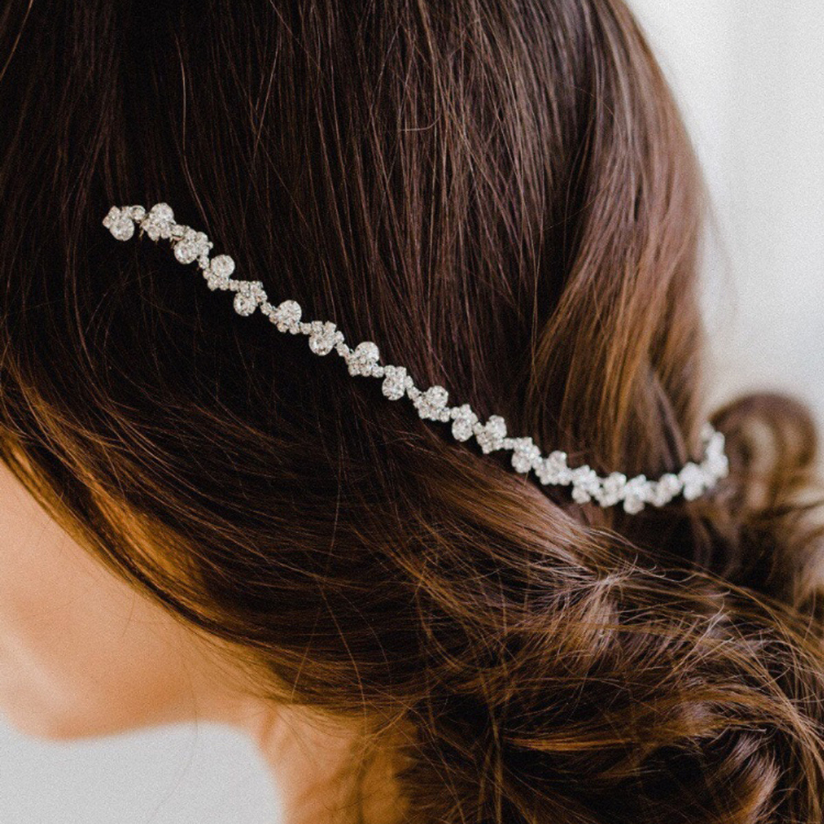 Silver Curved Rhinestone Hair Vine Bridal Wedding Crystal Hair Accessory for Women