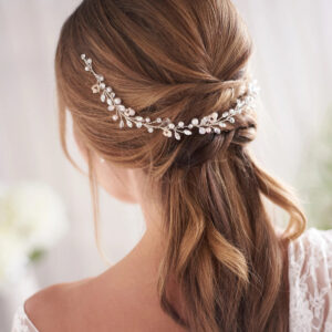 Pearl Crystal Beaded Hair Vine Bridal Wedding Flexible Hair Accessory for Women
