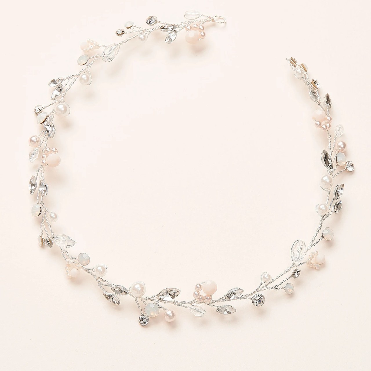 Pearl Crystal Beaded Hair Vine Bridal Wedding Flexible Hair Accessory for Women - Image 2