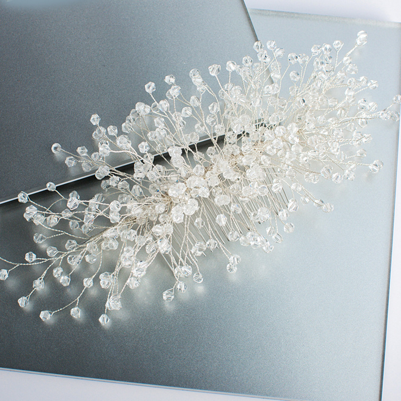 Handmade Gold Crystal Beaded Bridal Hair Comb Elegant Wedding Hair Accessory For Bride Prom Party - Image 2