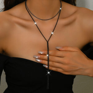 Stylish Multi Layered Y‑Shape Rhinestone Necklace For Evening Party Special Occasion Wear