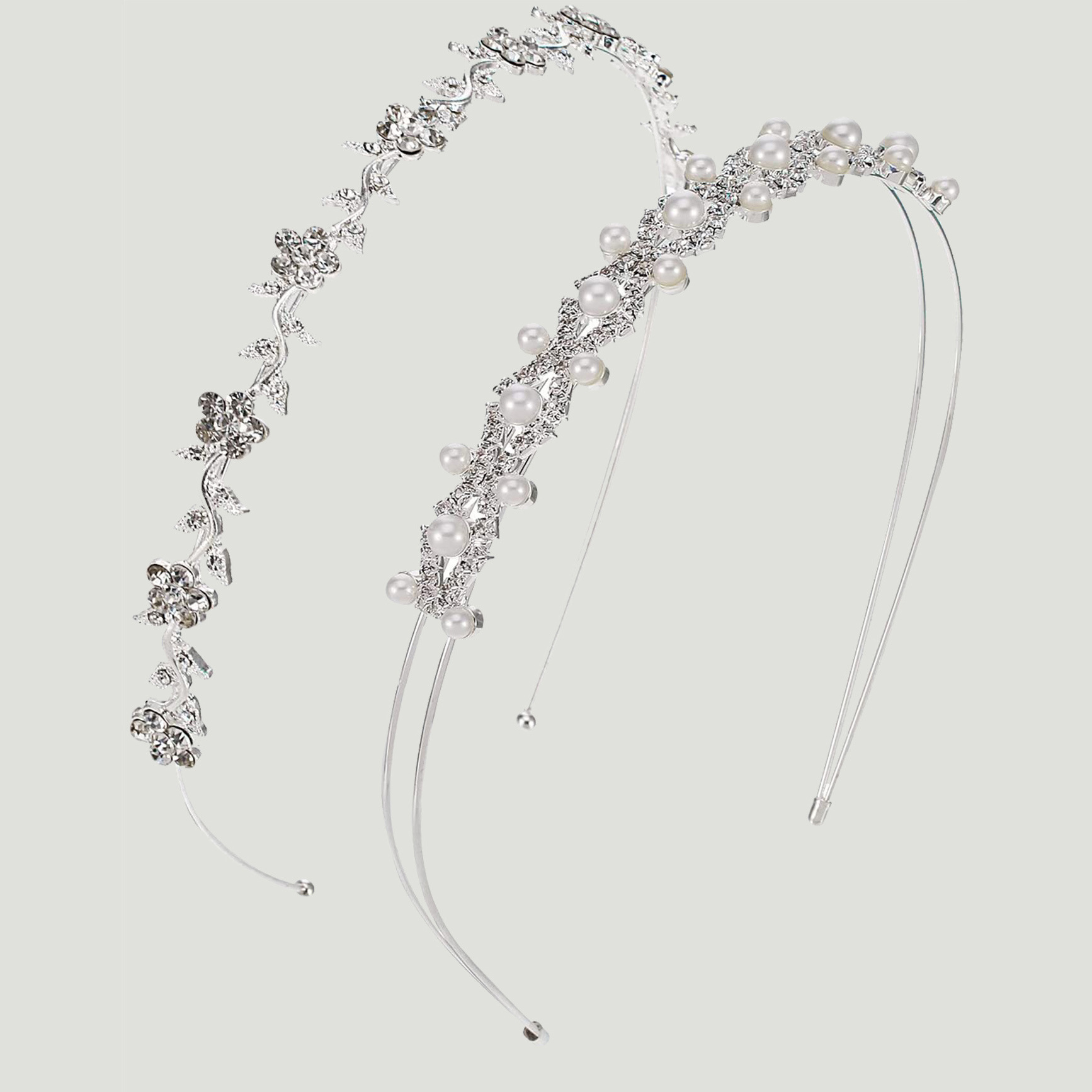 Rose Gold Pearl Crystal Double Band Bridal Headband for Wedding Party Elegant Glam Bridal Decor - Image 2