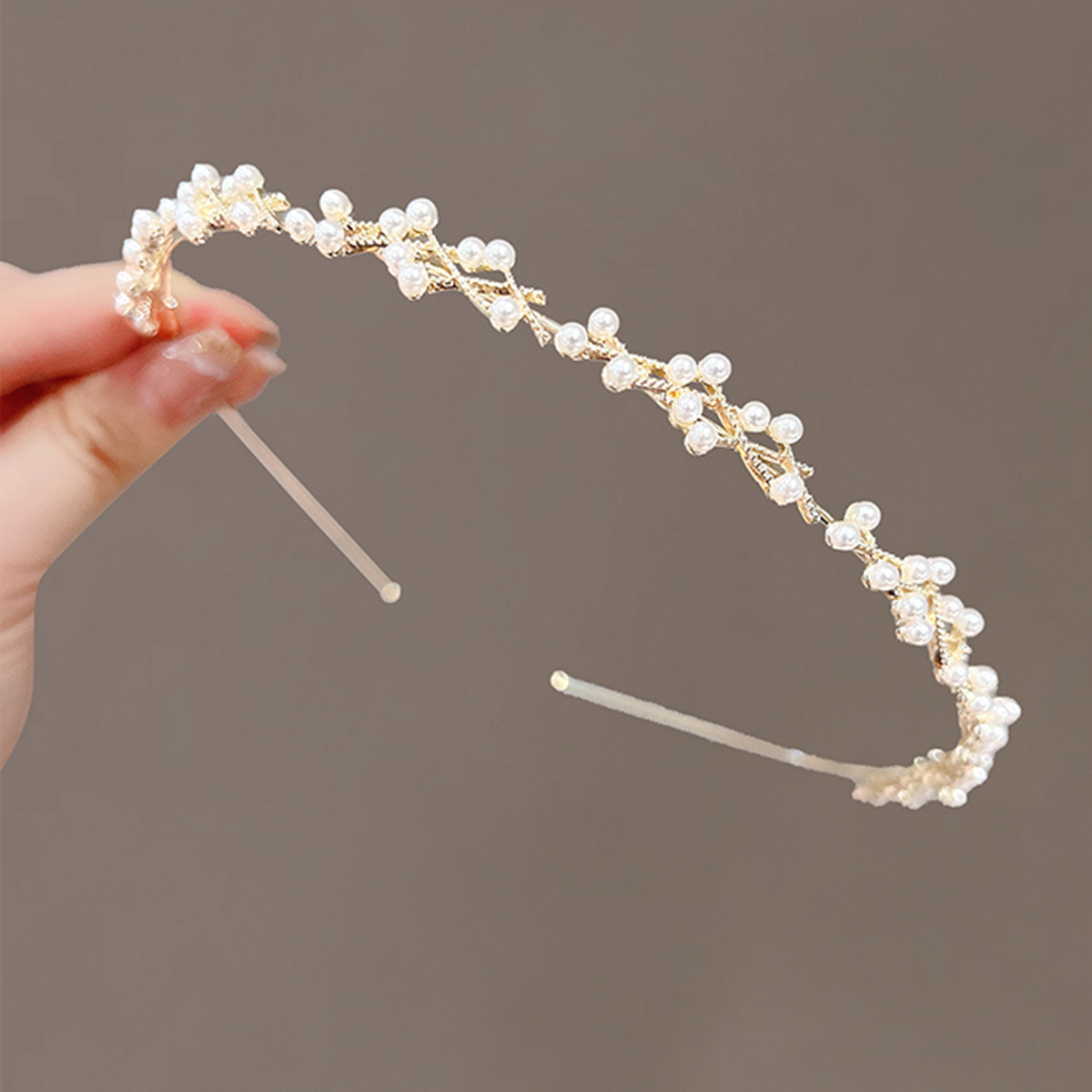 Delicate Gold Wire Woven Faux Pearl Headband Elegant Bridal Wedding Party Women Hair Accessories Headdress - Image 2