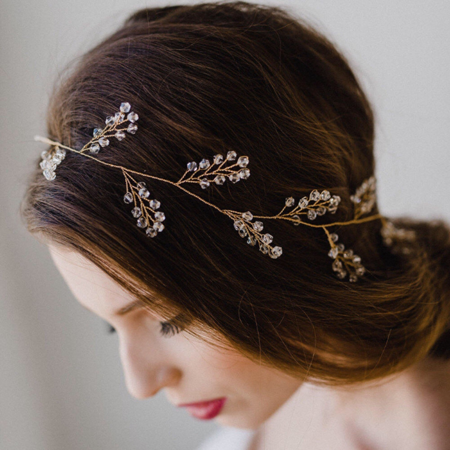 Silver Clear Crystal Vine Organza Ribbon Bridal Headband Elegant Wedding Party Women Boho Hair Accessory - Image 2
