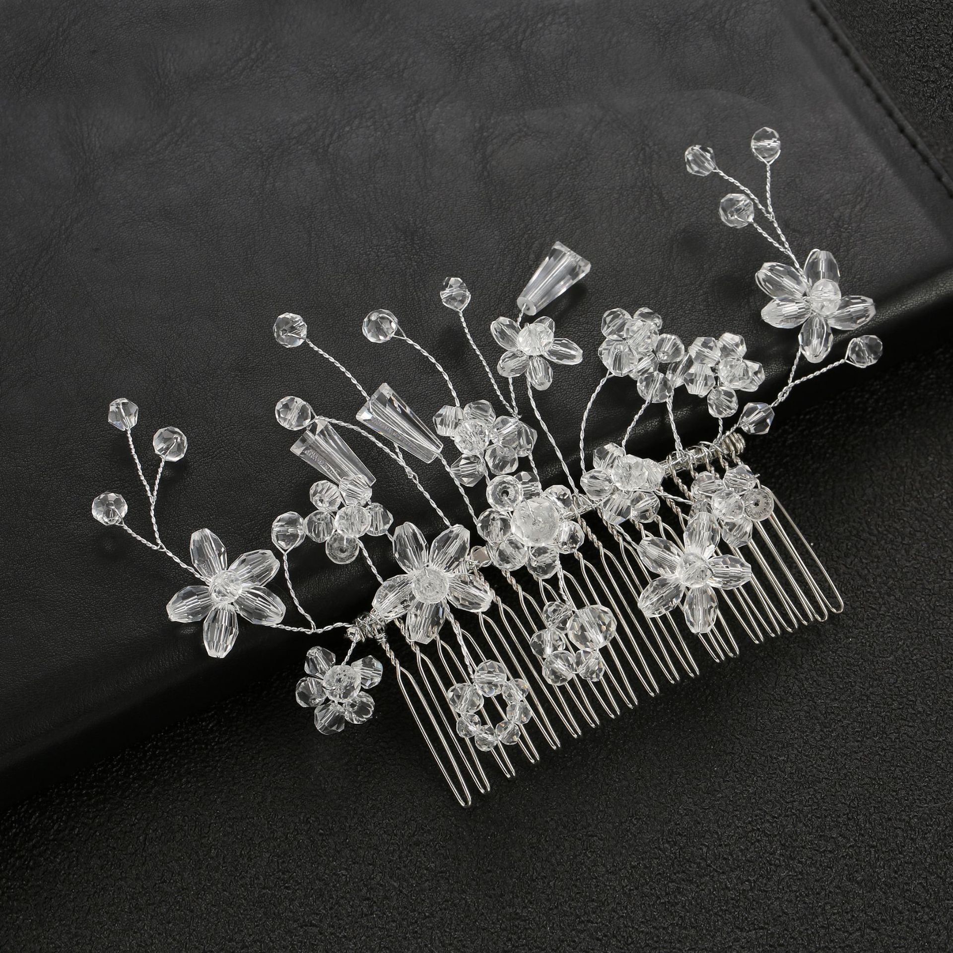 Gold Clear Crystal Flower Bridal Hair Comb Elegant Wedding Party Women Boho Floral Hair Accessory - Image 2
