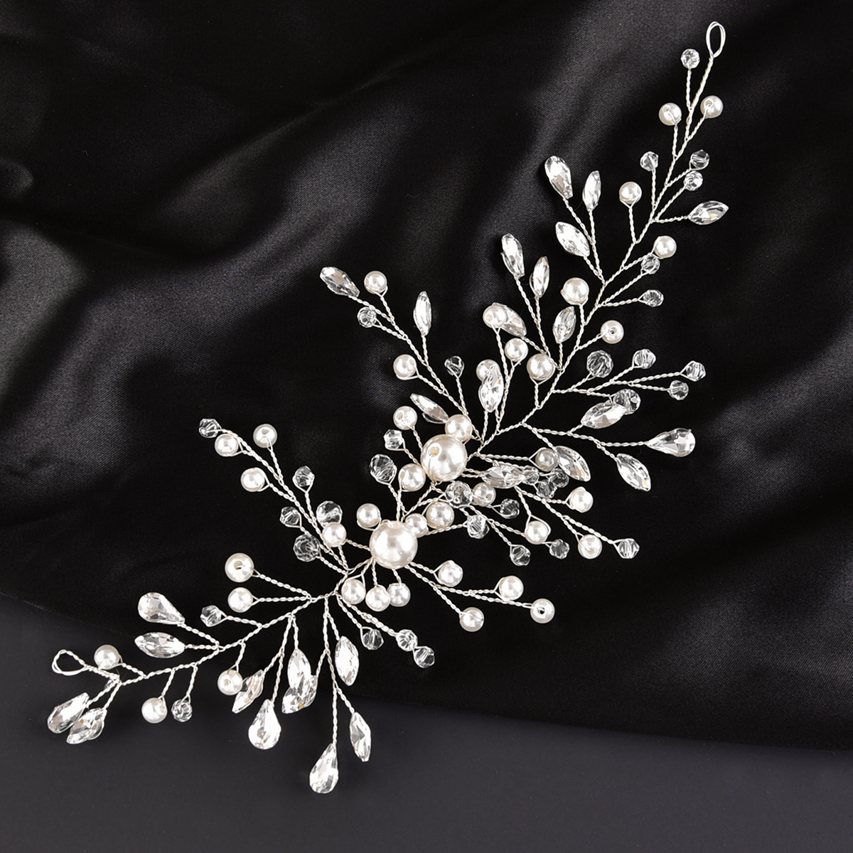 Silver Wire Pearl Crystal Branch Bridal Hair Comb for Wedding Prom Evening Formal Party Hairstyles - Image 2