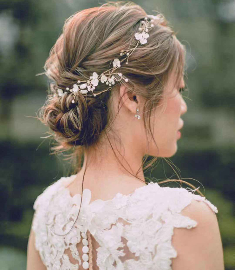 Gold Wire White Flower Pearl Bridal Hair Vine Bohemian Wedding Hair Accessory for Women Gift - Image 2