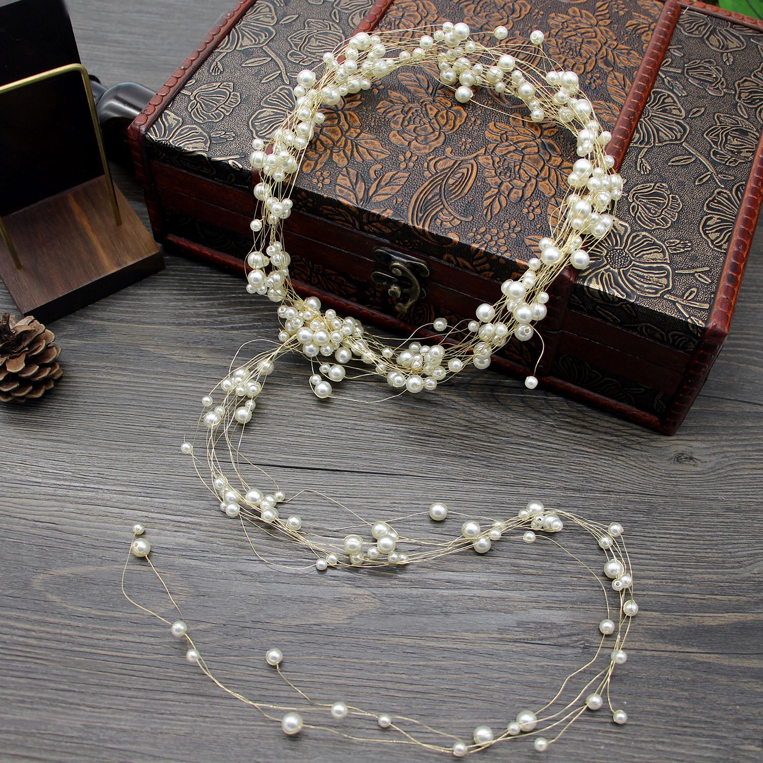Long‑Tassel Multi‑Strand Pearl Bridal Hair Vine Bohemian Wedding Headband for Women Gift - Image 2