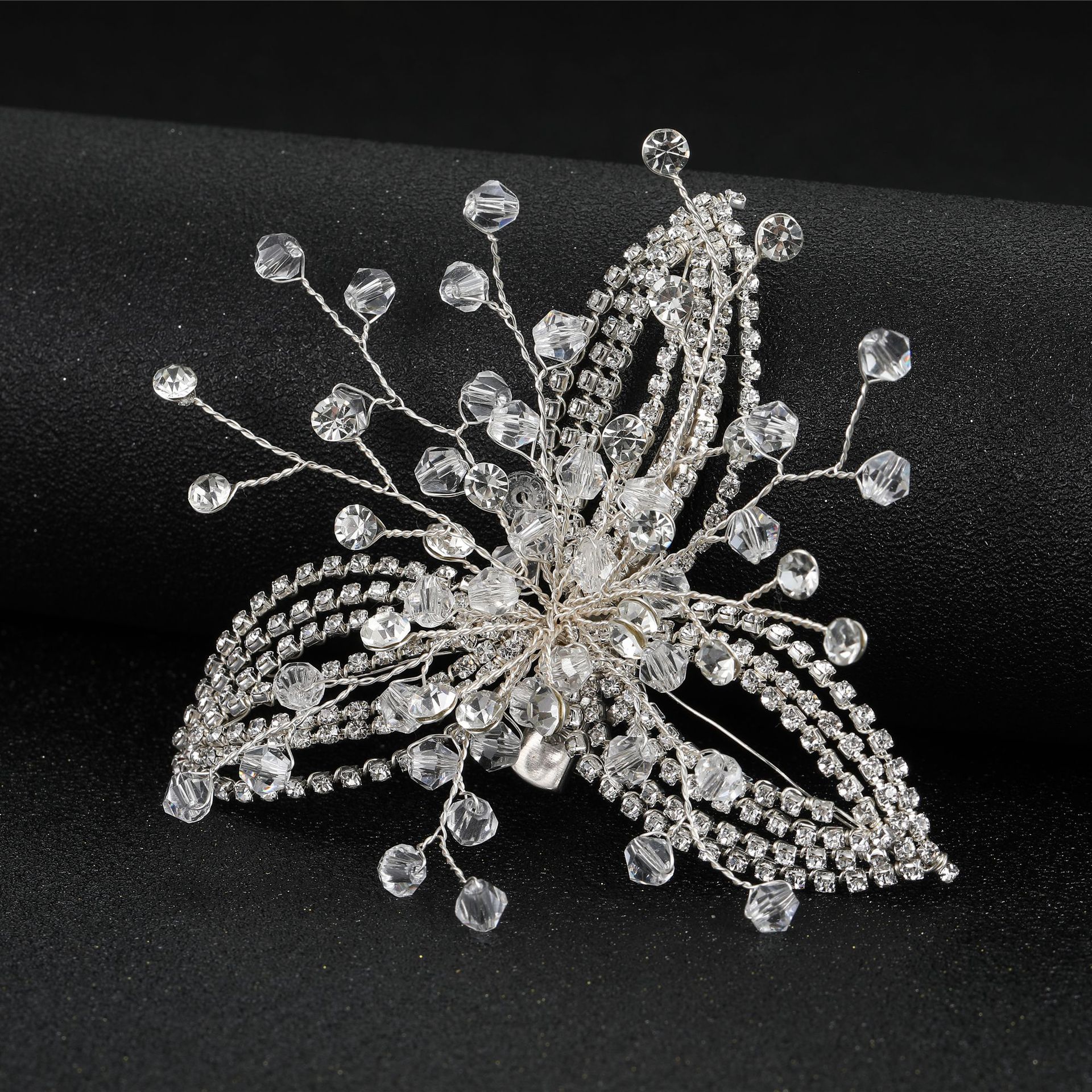 Silver Wire Firework‑Style Crystal Bridal Hair Clip Sparkly Wedding Hair Accessory for Women Gift - Image 2