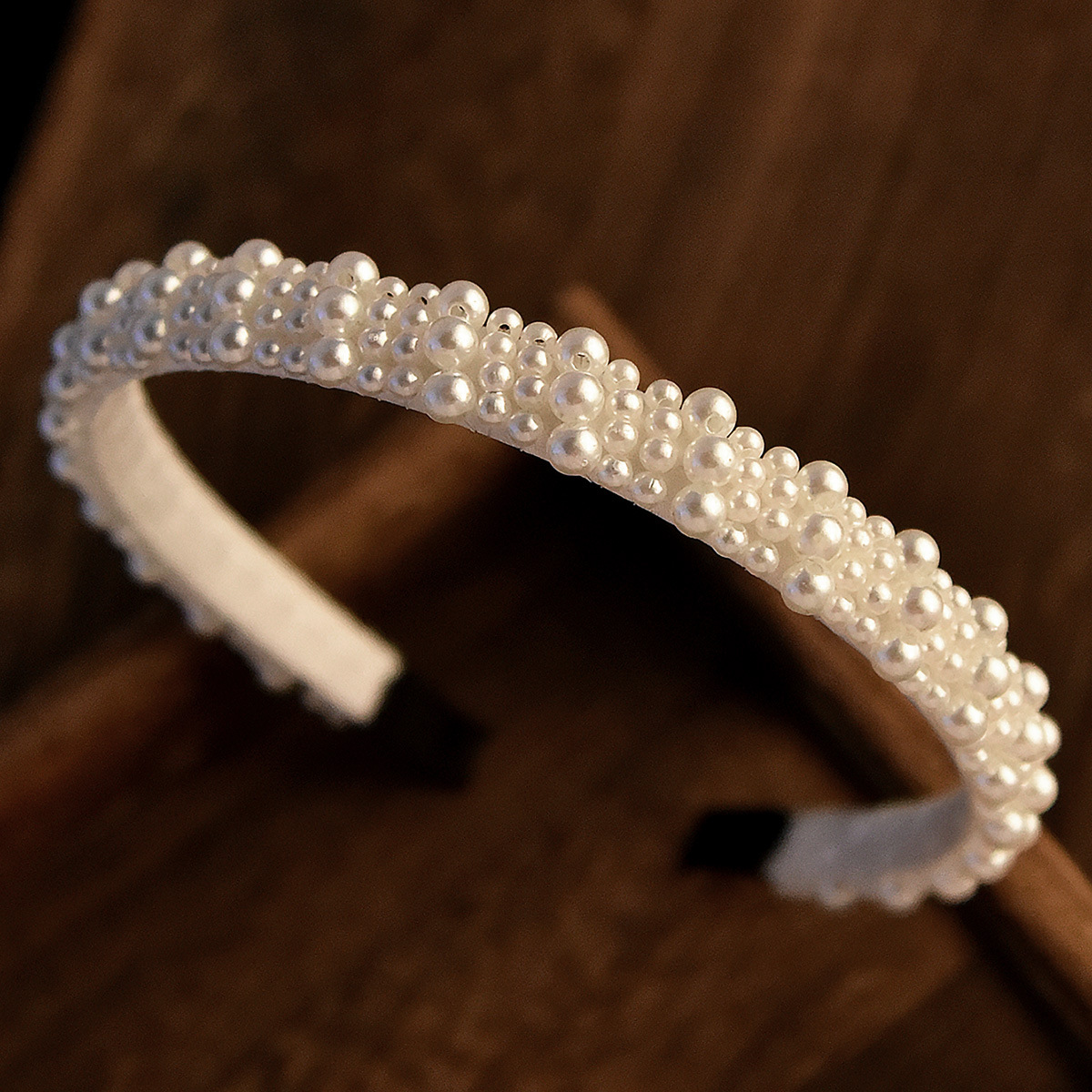 Twisted Braided Pearl Headband, Handmade Multi-Row White Pearl Beaded Hair Hoop for Women Wedding Bridal - Image 2