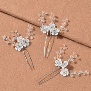 Silver Crystal Plum Blossom Branch Flexible Bridal Wedding Hair Vine Headpiece