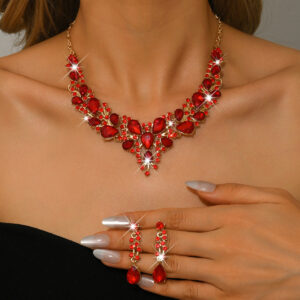 Gorgeous Rhinestone Statement Necklace Drop Earring Set For Formal Gala Events