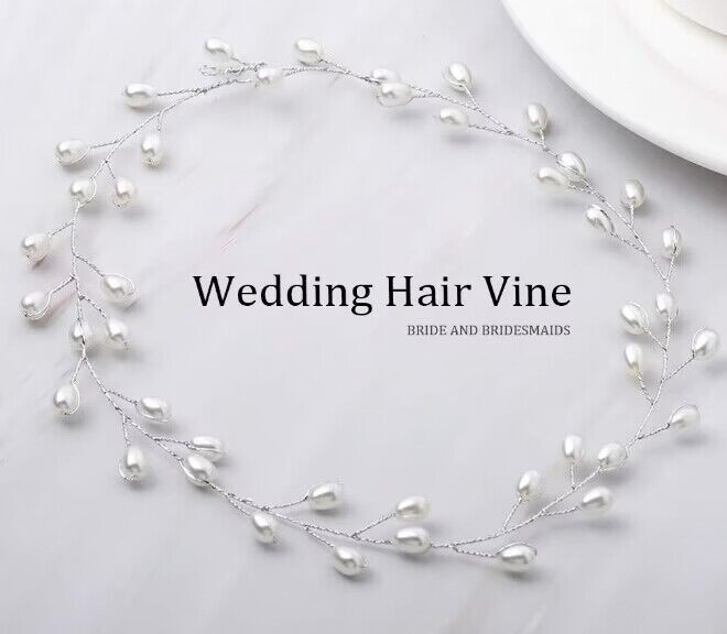 Rose Gold Pearl Vine Hair Wire Boho Bridal Wedding Hair Accessory for Women Elegant Styling - Image 2
