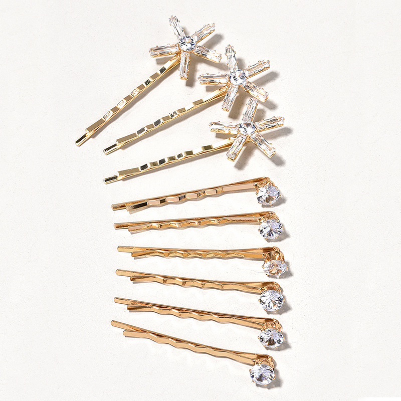 Gold Crystal Star Bobby Pin Set Rhinestone Bridal Wedding Hair Pins for Women - Image 2