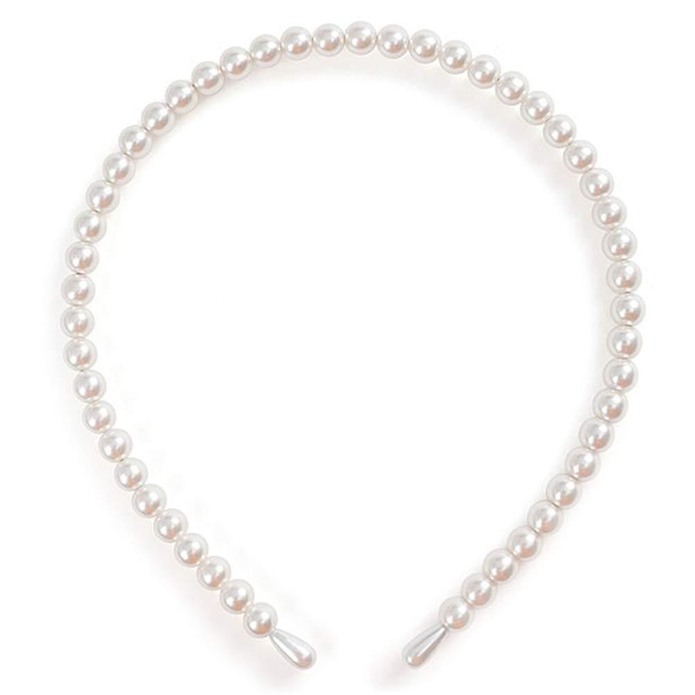 Elegant White Faux Pearl Beaded Headband Women Wedding Bridal Daily Fashion Hair Band Party Accessory - Image 3