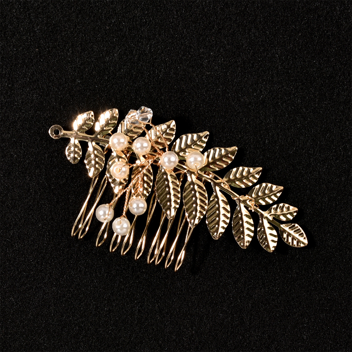 Gold Leaf Pearl Bridal Hair Clip Wedding Women Formal Boho Vintage Floral Side Hair Accessory - Image 3