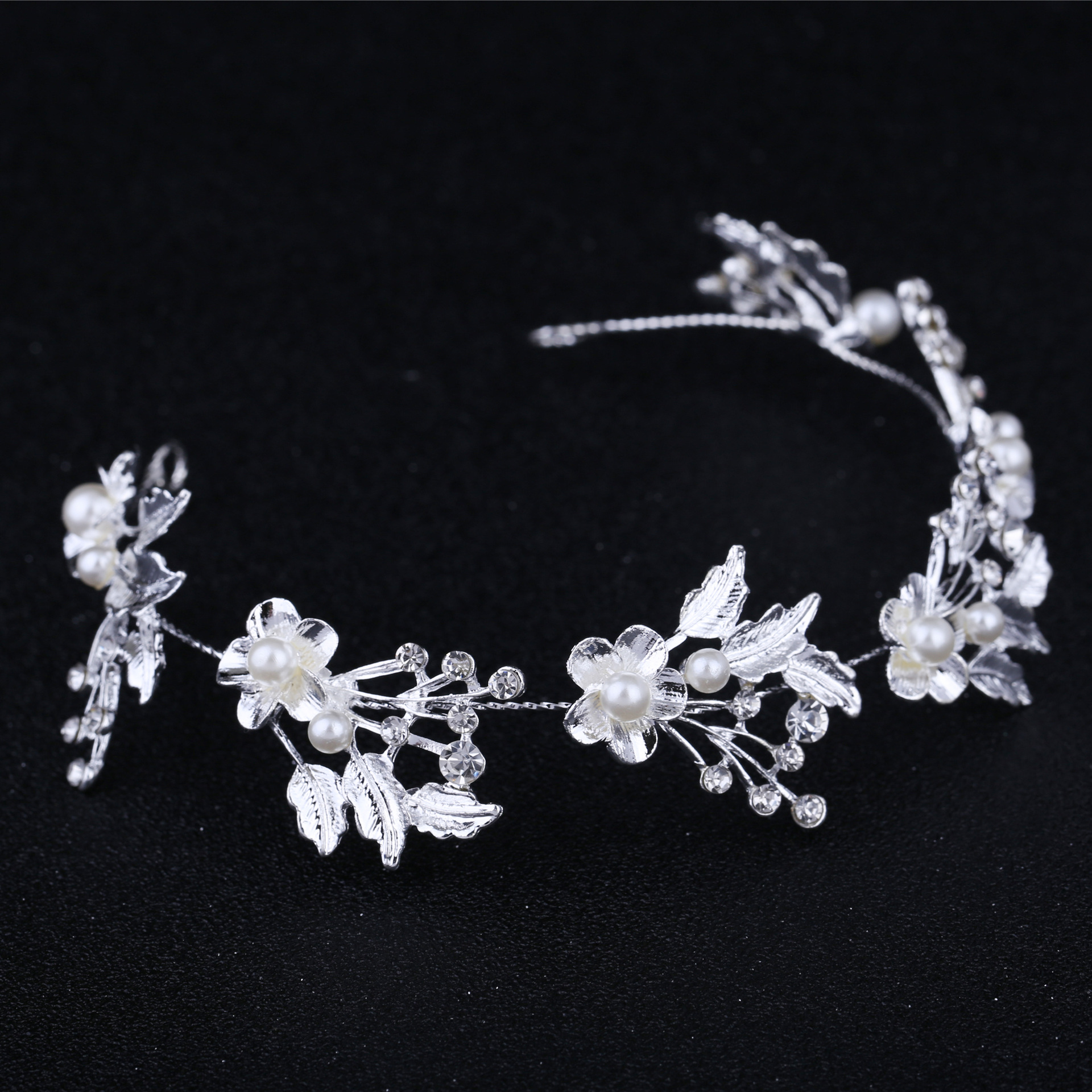 Rose Gold Floral Pearl Crystal Bridal Hair Vine With Hairpins Wedding Women Handmade Garland Headpiece - Image 3