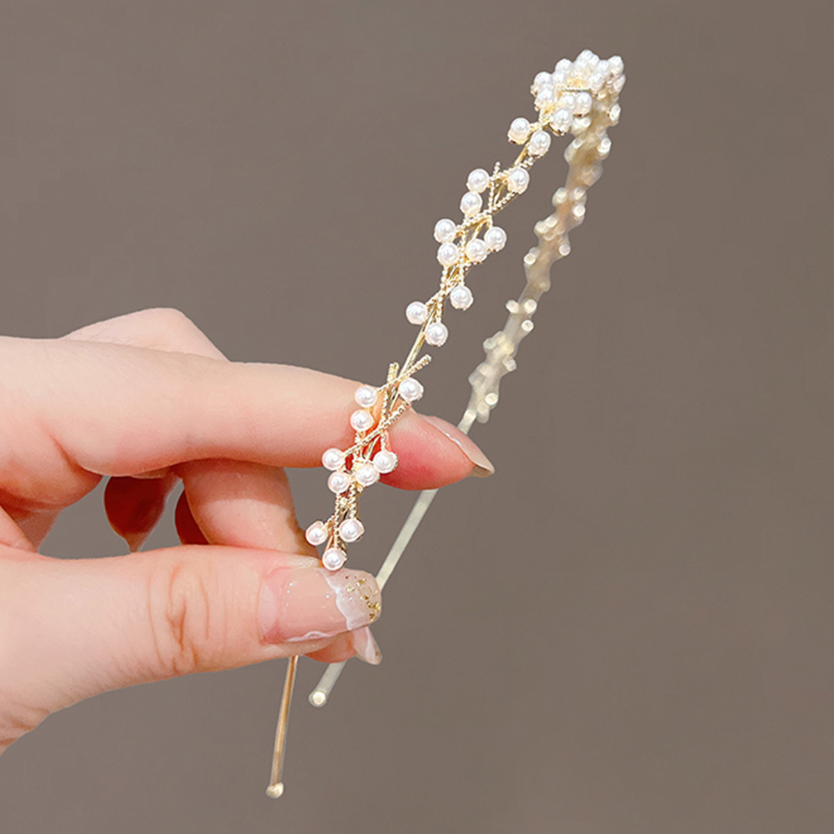 Delicate Gold Wire Woven Faux Pearl Headband Elegant Bridal Wedding Party Women Hair Accessories Headdress - Image 3