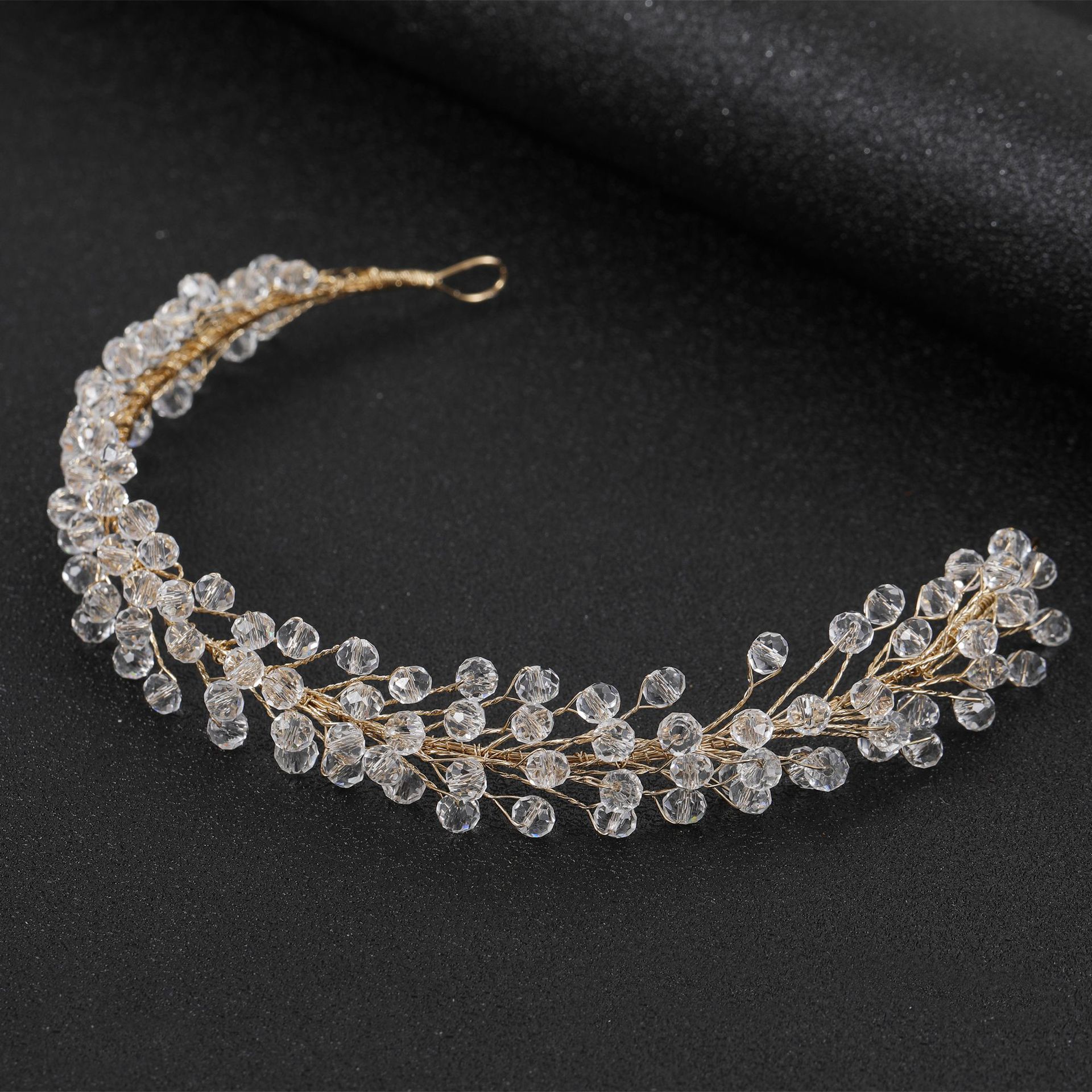 Irregular Branch Clear Faceted Crystal Hair Hoop Sparkling Silver Wire Wedding Headband for Bride - Image 3