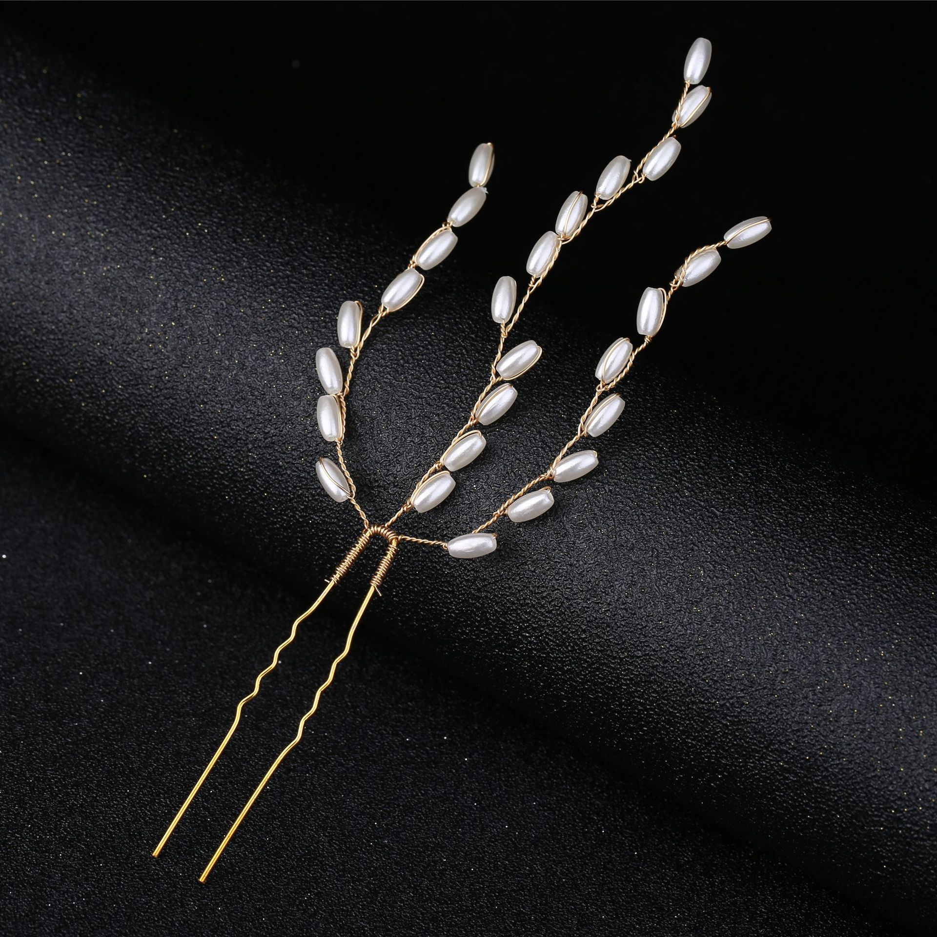 Gold Teardrop Pearl Branch Bridal U Hair Pins Set Elegant Wedding Party Women Boho Accessories - Image 3