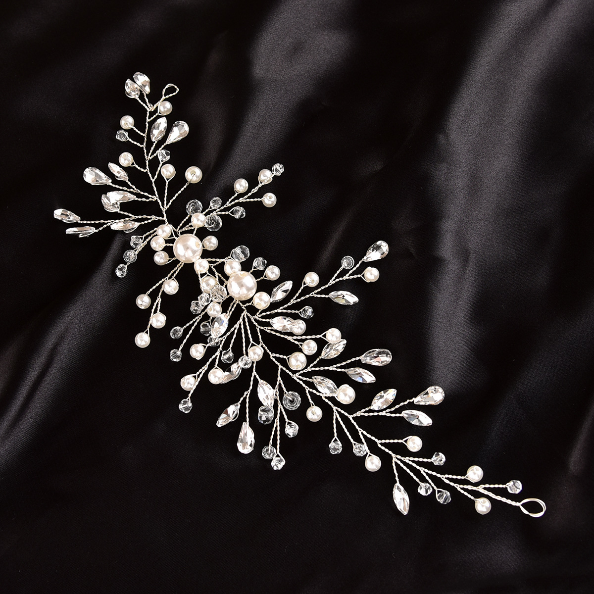 Silver Wire Pearl Crystal Branch Bridal Hair Comb for Wedding Prom Evening Formal Party Hairstyles - Image 3