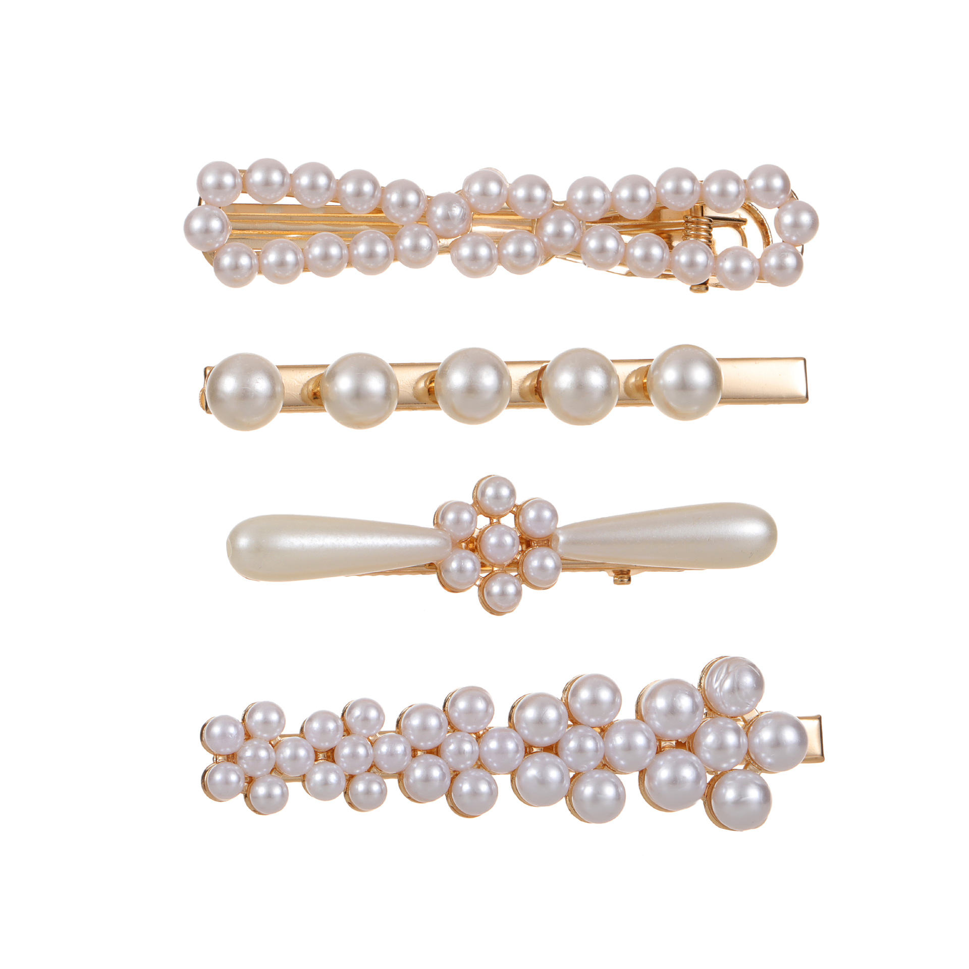 Gold Multi Style White Pearl Alligator Hair Clips for Wedding Daily Prom Formal Party Wear - Image 3