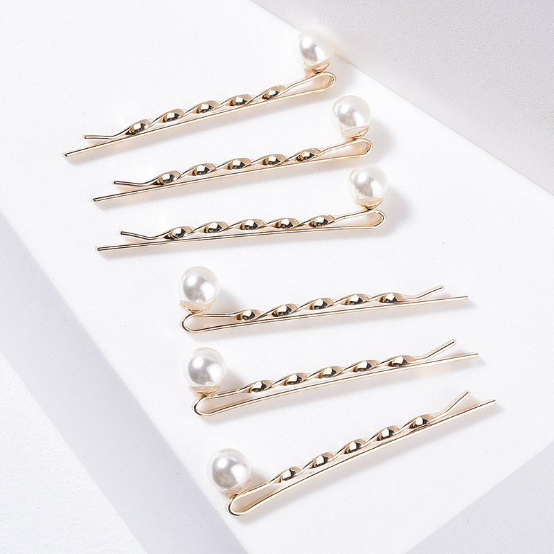 Twisted Gold Metal White Pearl Bobby Pins Elegant Daily Hair Clips Set for Women Gift - Image 3
