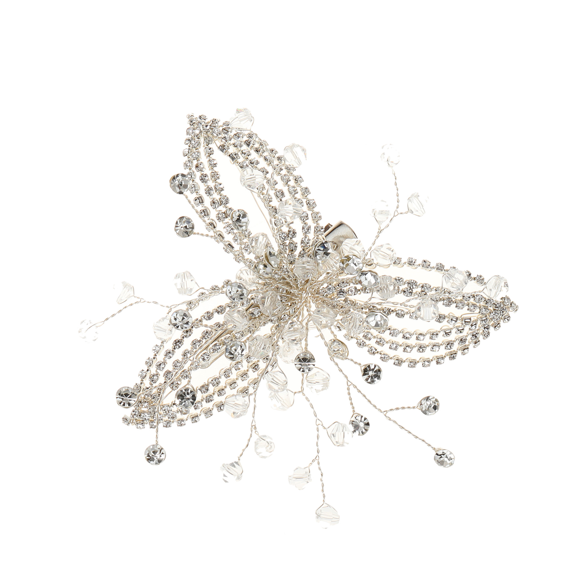 Silver Wire Firework‑Style Crystal Bridal Hair Clip Sparkly Wedding Hair Accessory for Women Gift - Image 3