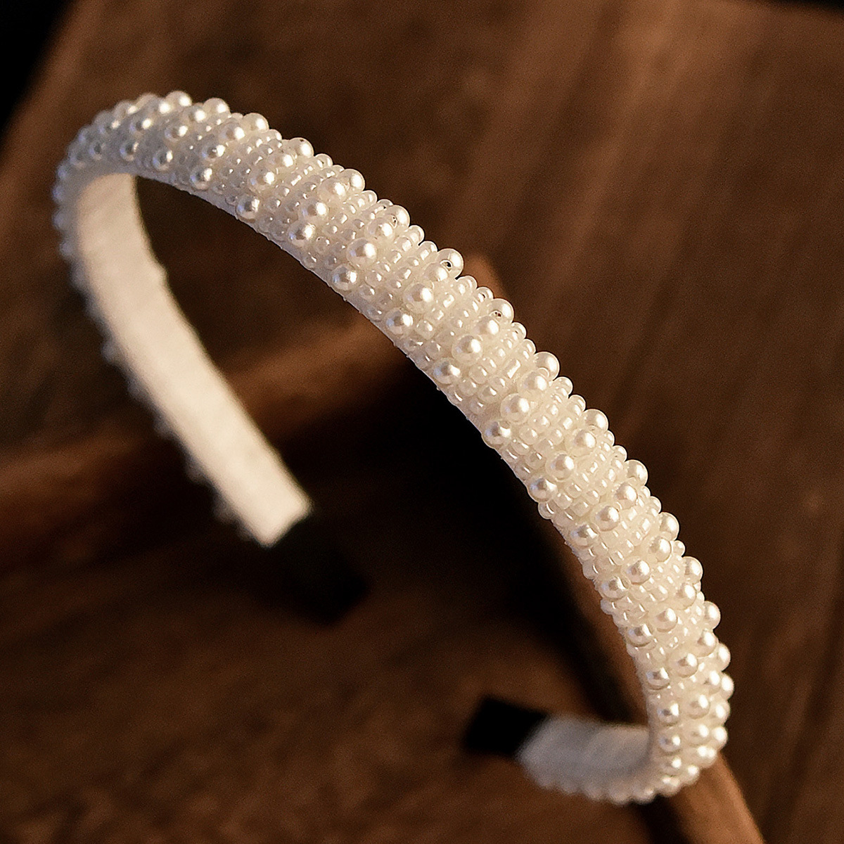 Twisted Braided Pearl Headband, Handmade Multi-Row White Pearl Beaded Hair Hoop for Women Wedding Bridal - Image 3