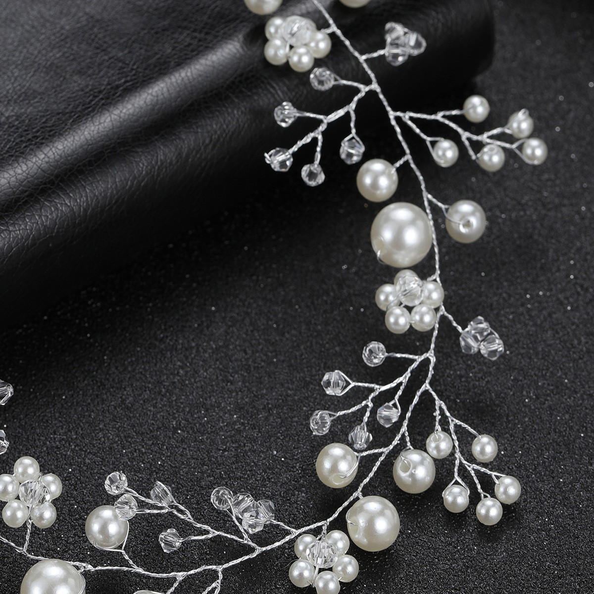 Silver Wire Pearl Crystal Bridal Hair Vine Wedding Accessory for Women Brides and Ladies - Image 3