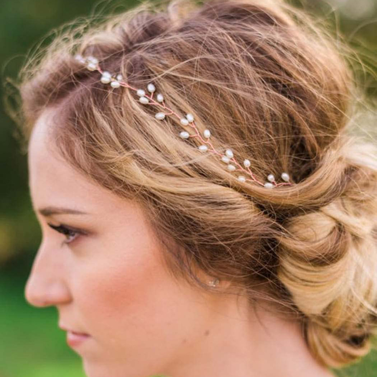 Rose Gold Pearl Vine Hair Wire Boho Bridal Wedding Hair Accessory for Women Elegant Styling - Image 3