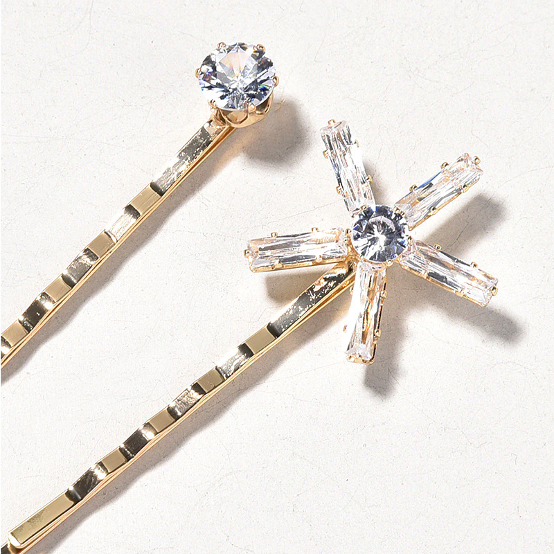 Gold Crystal Star Bobby Pin Set Rhinestone Bridal Wedding Hair Pins for Women - Image 3